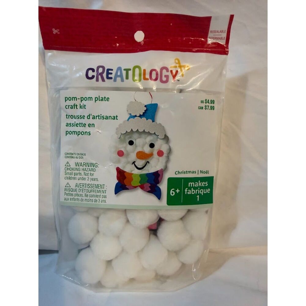 pom-pom plate craft kit designed for making a snowman
